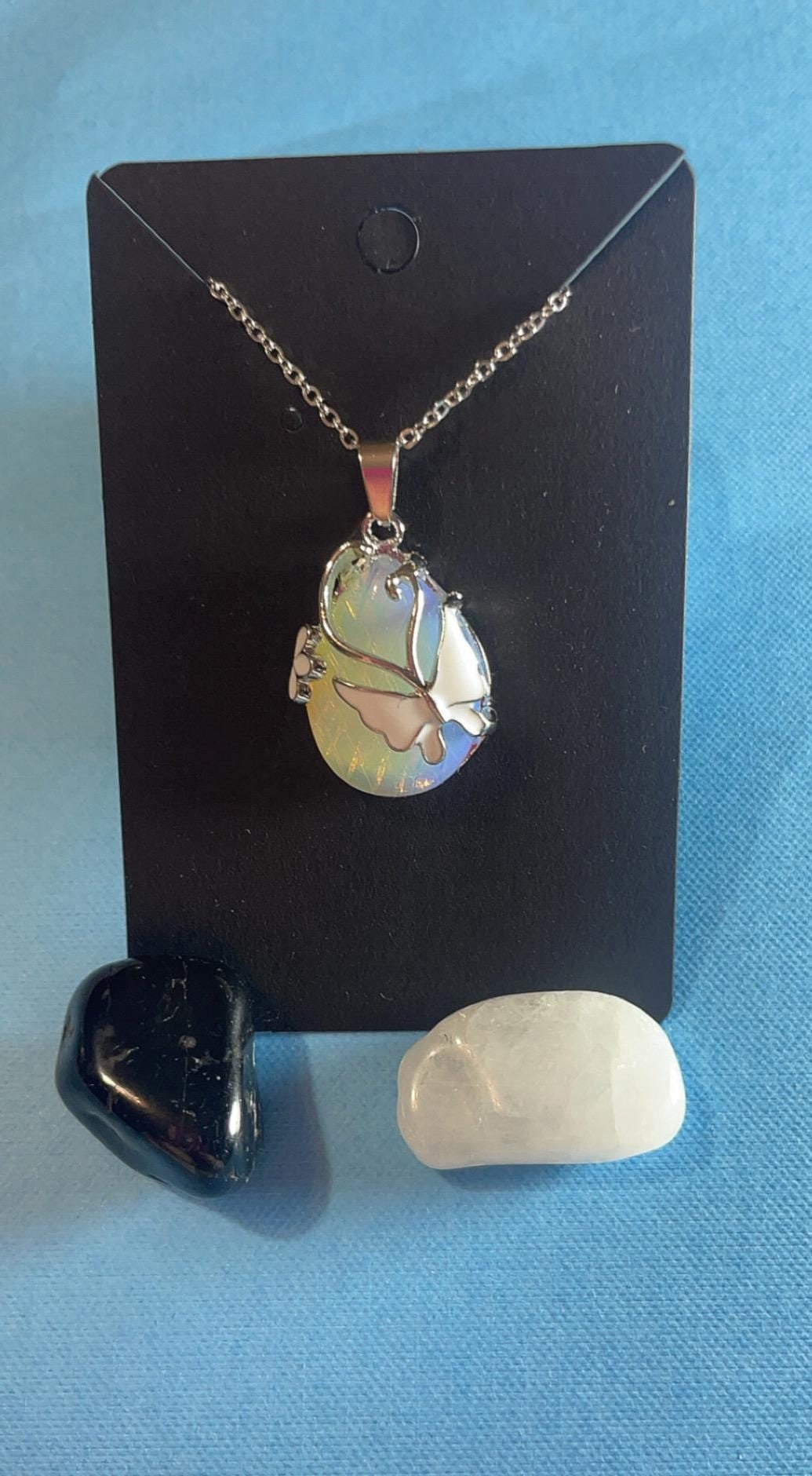 Moon Stone Butterfly Necklace