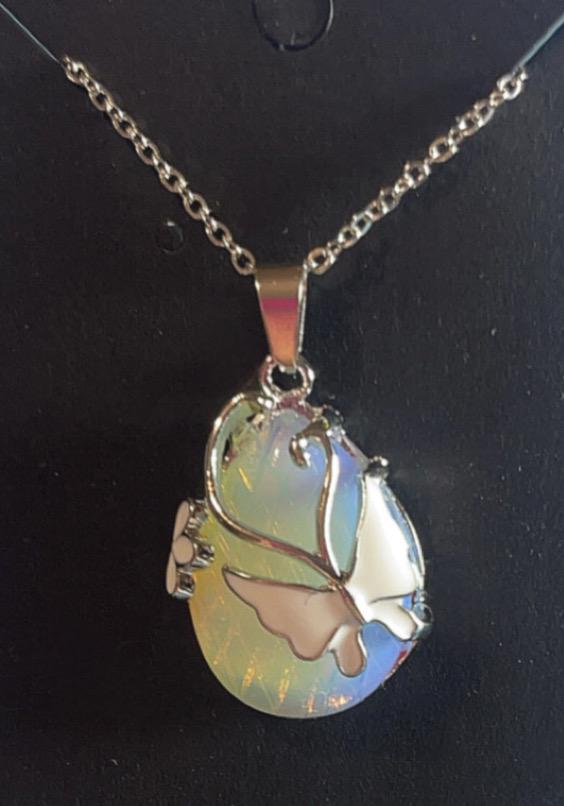 Moon Stone Butterfly Necklace