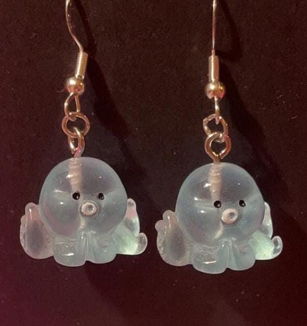 Blue Octopus Earrings