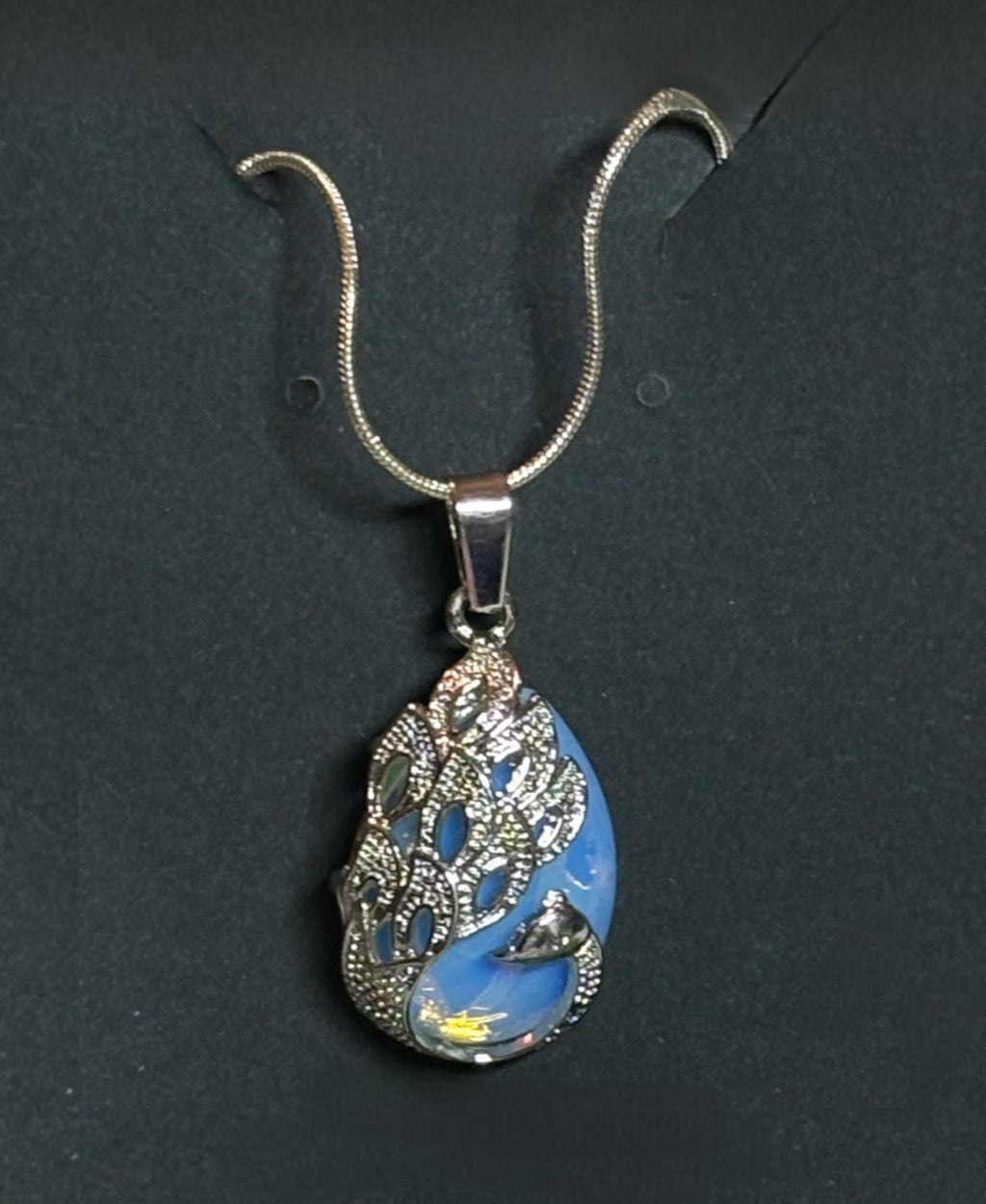 Moonstone Peacock Pendant Necklace