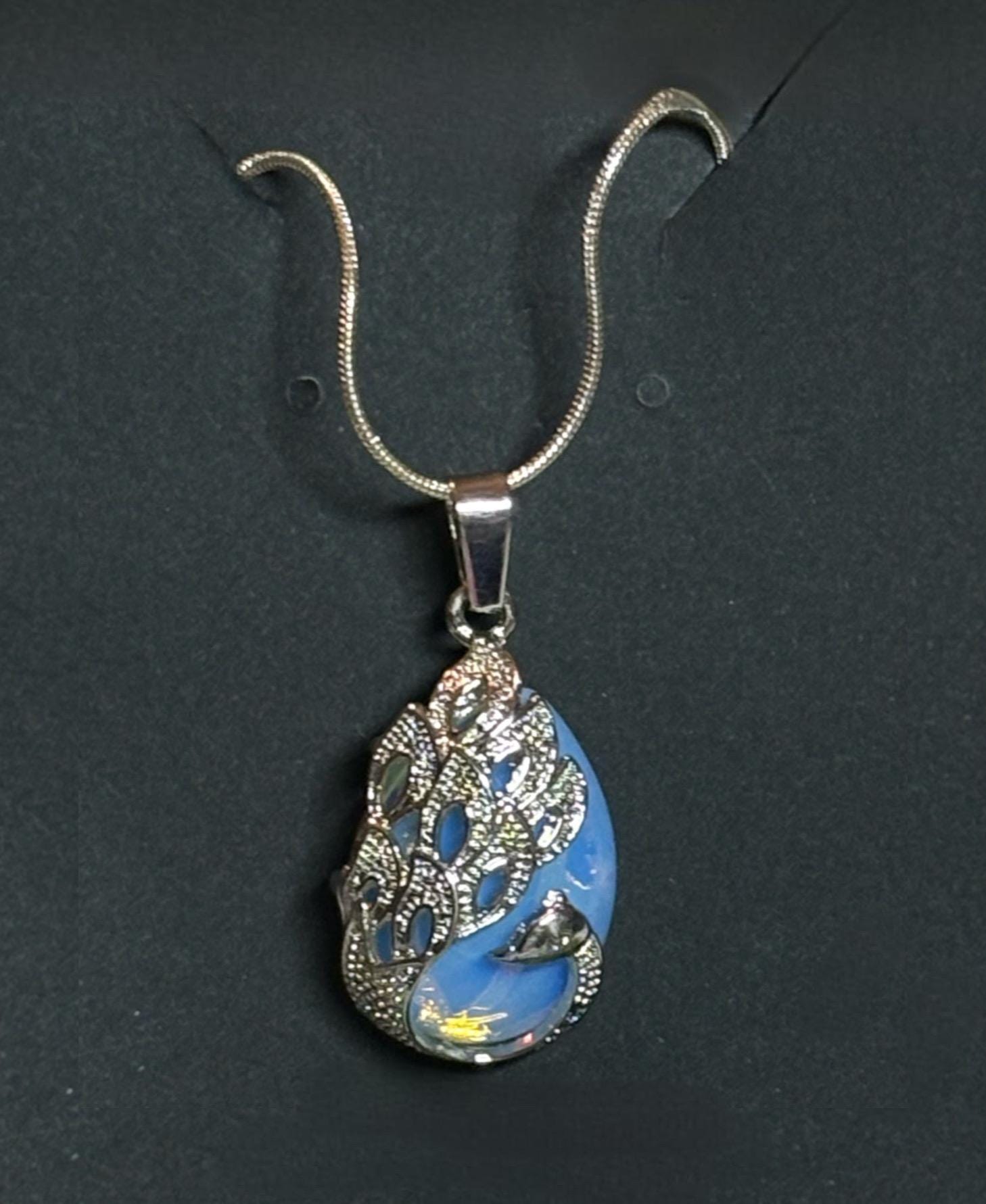 Moonstone Peacock Pendant Necklace