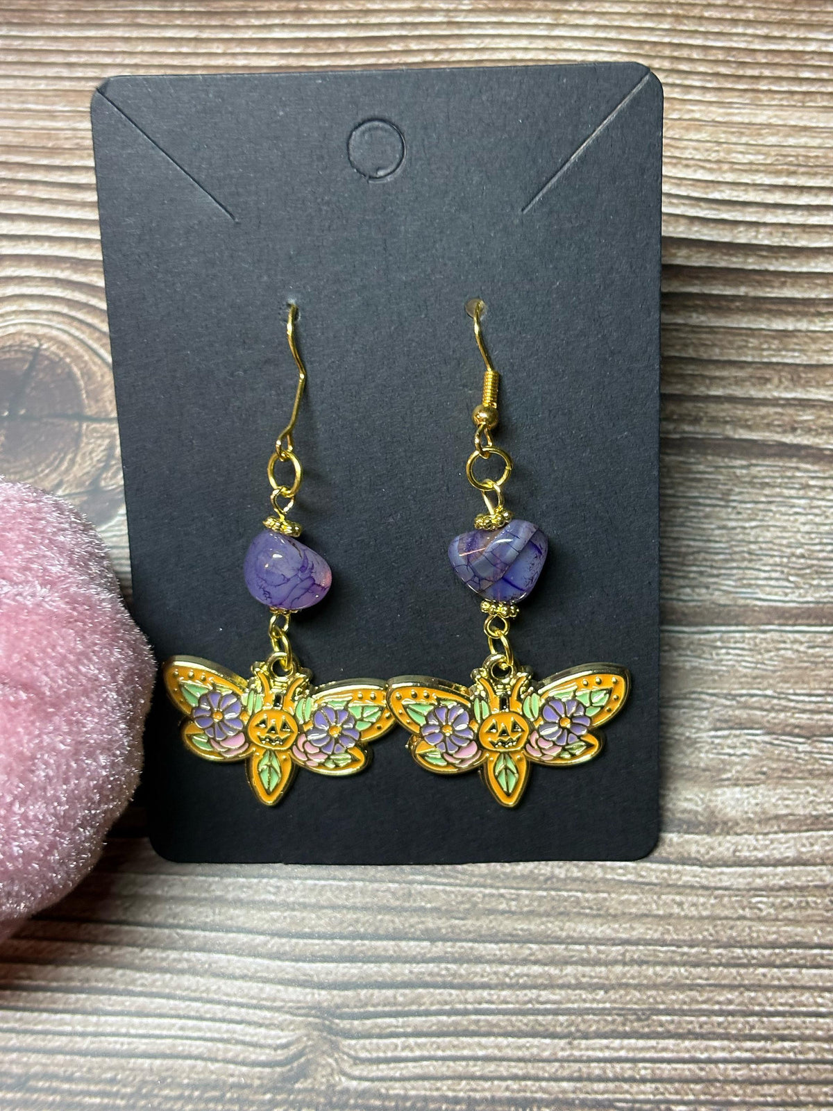 Classic  Halloween Pumpkin Moth Earrings