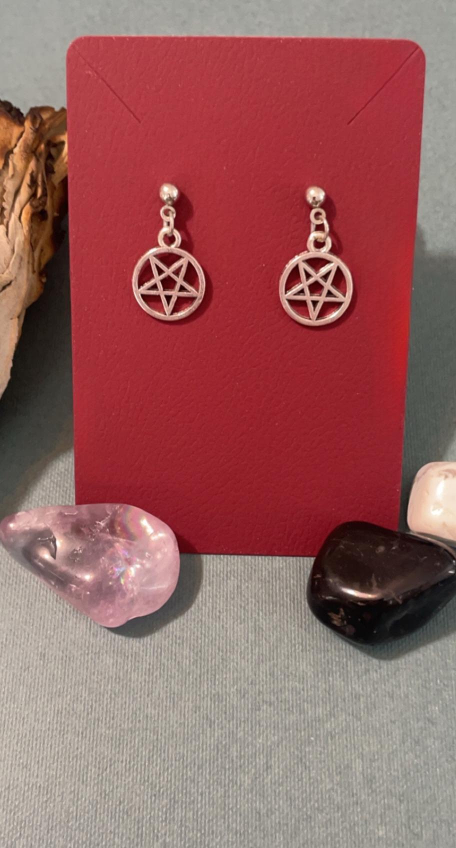 Small Silver Pentagram Earrings