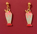 Pink and Teal Milkshake Earrings | Gold