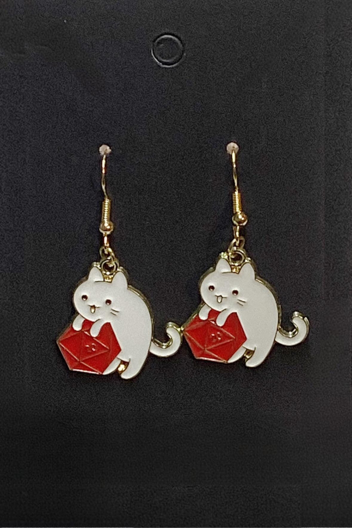 D20 Cat Earrings