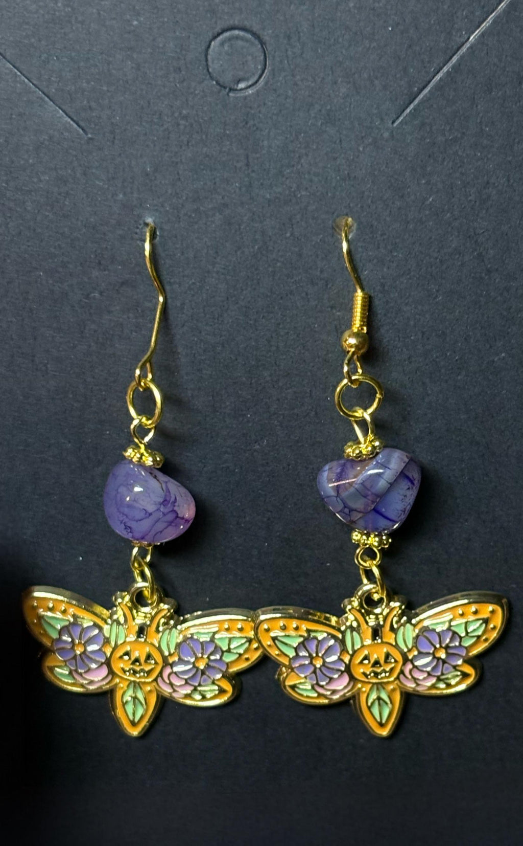 Classic  Halloween Pumpkin Moth Earrings