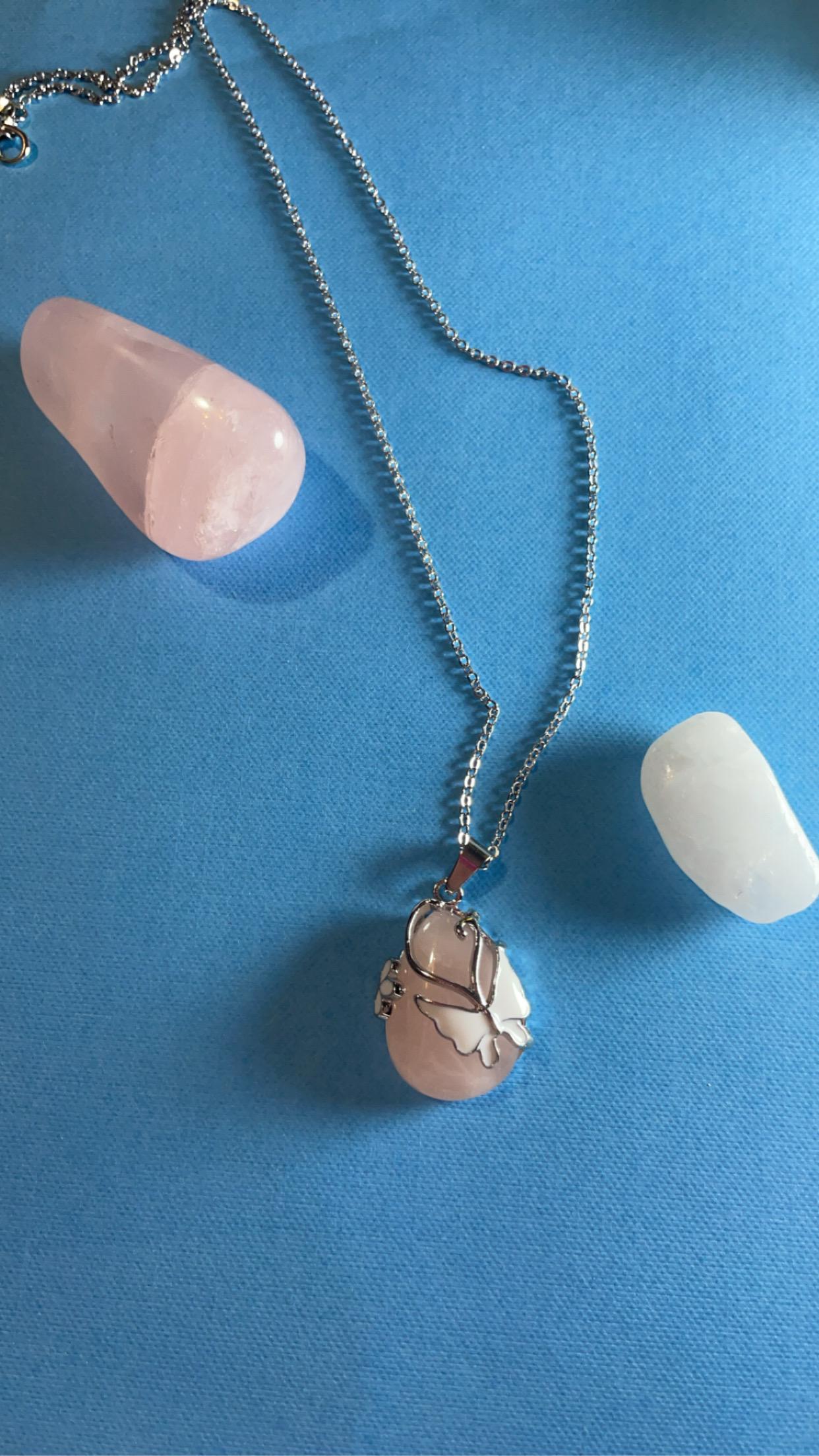 Rose Quartz Butterfly Pendant Necklace