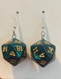 Emerald & Gold D20 Earrings