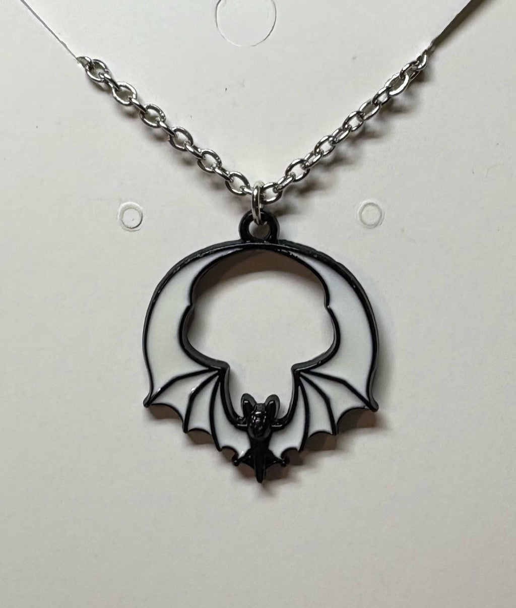 Vampire Goth Bat Necklace | Black & White