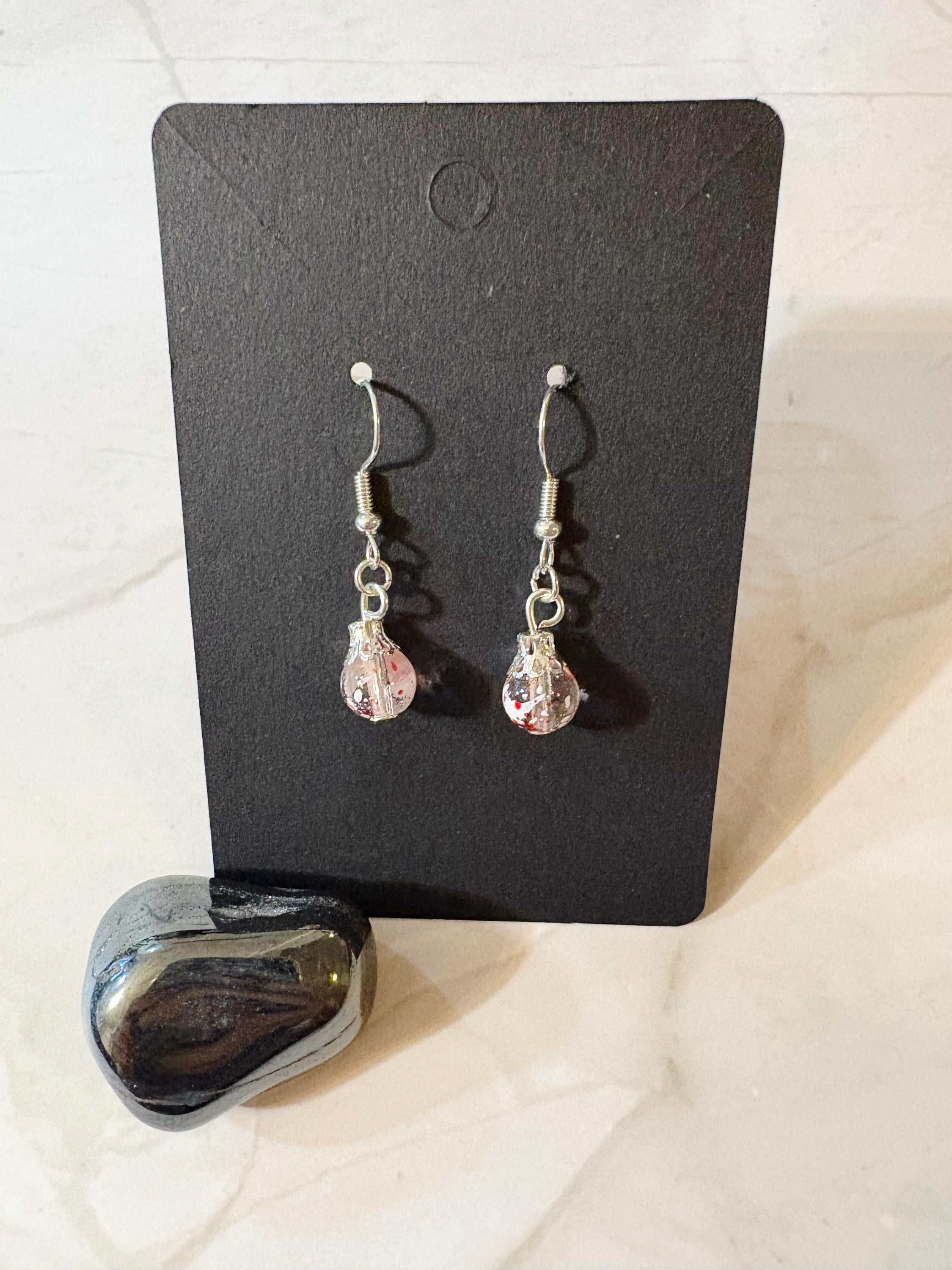 Pink Glass Globe Earrings