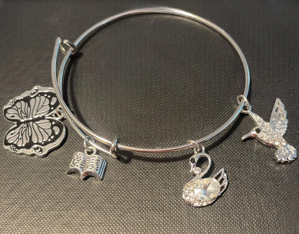 Charm Bangle: Swan, Butterfly, Book, Hummingbird