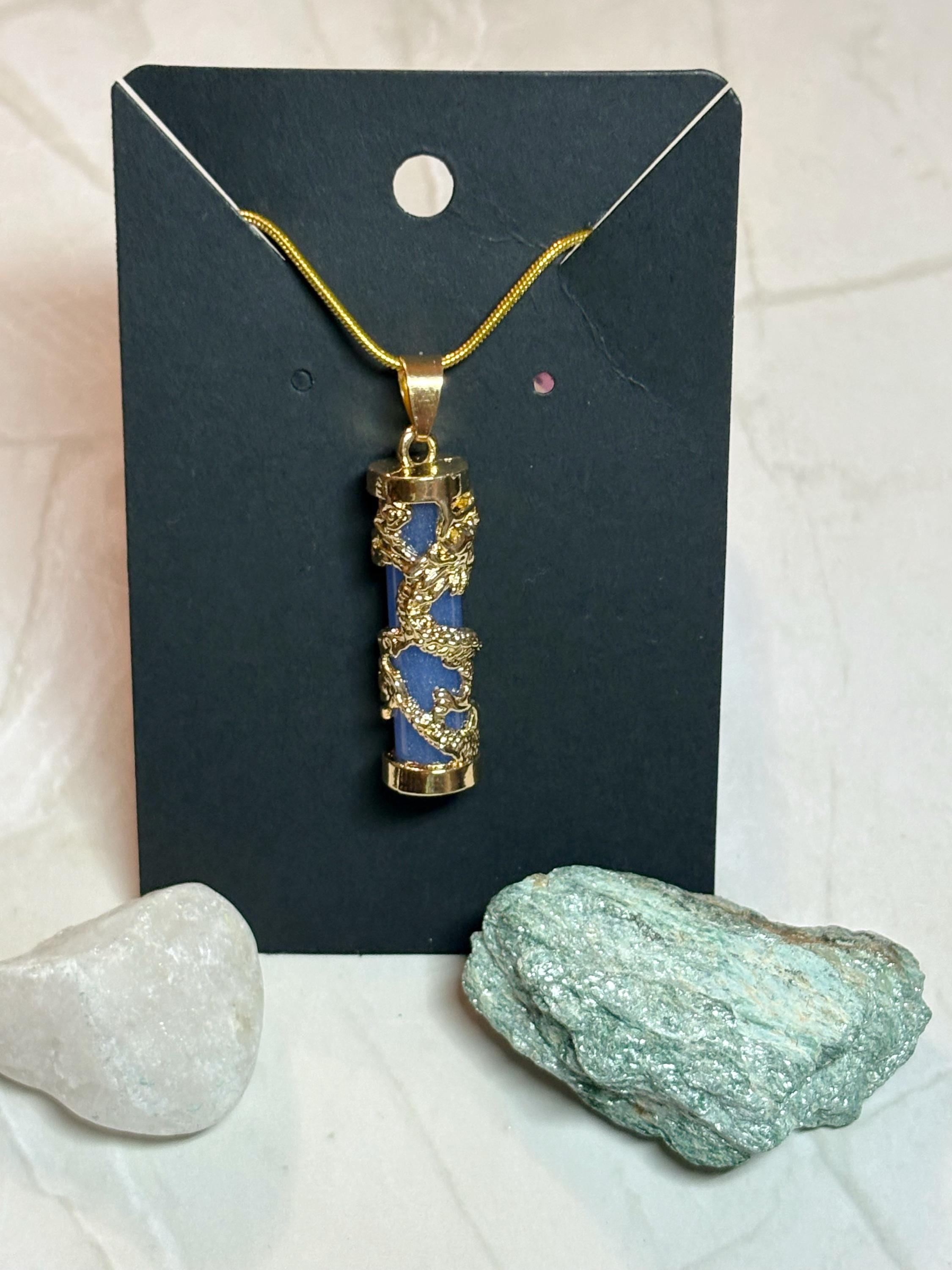 Sodalite Dragon Pendant Necklace