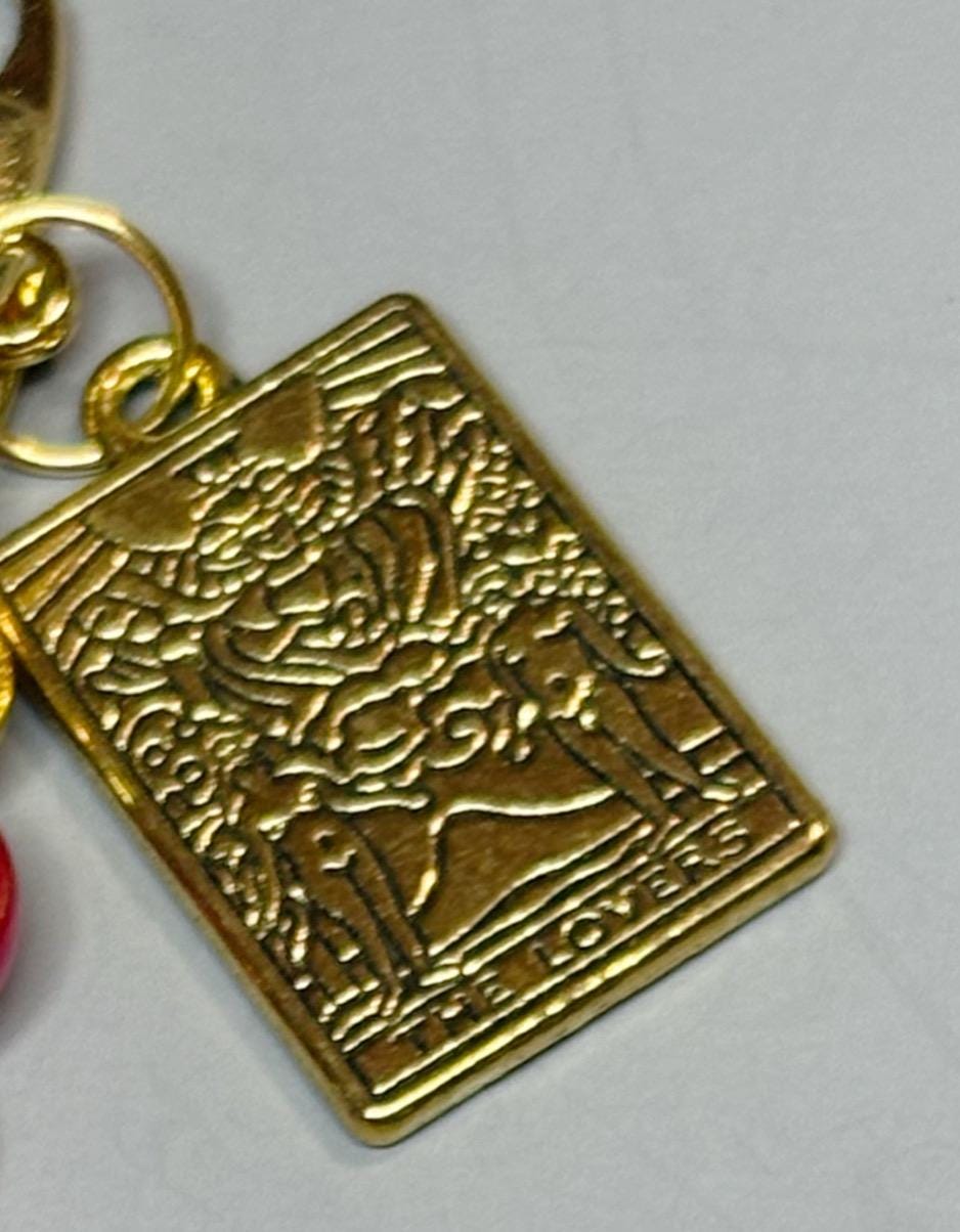 The lovers tarot bag charm - Gold